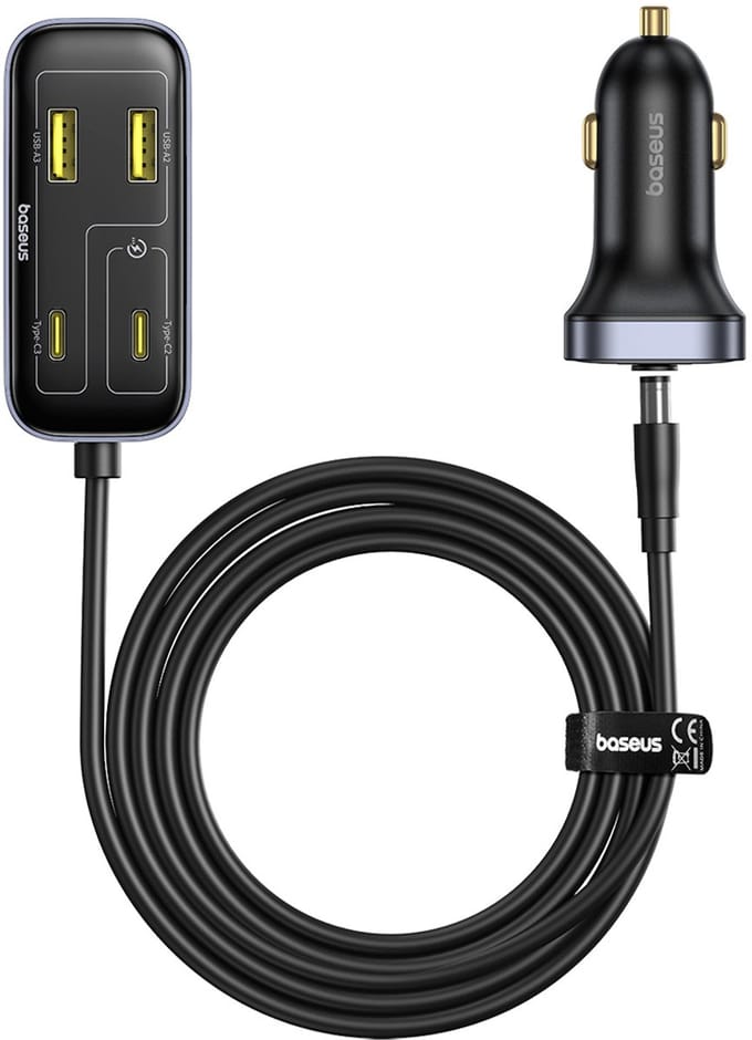 Auto-oplader Baseus BackseatPal L1, 110W, 3A, 3 x USB-A - 3 x USB-C, Zwart C00081100121-00