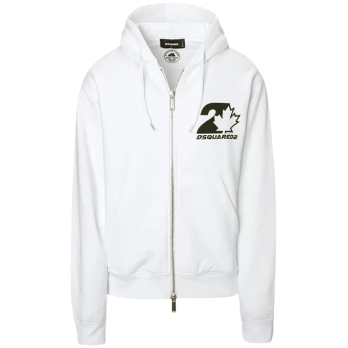 Dsquared2 Cool Fit Maple Leaf Logo Witte Hoodie