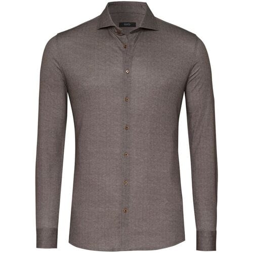 Desoto Luxury Overhemd Subtle Herringbone Shark Collar Bruin / male