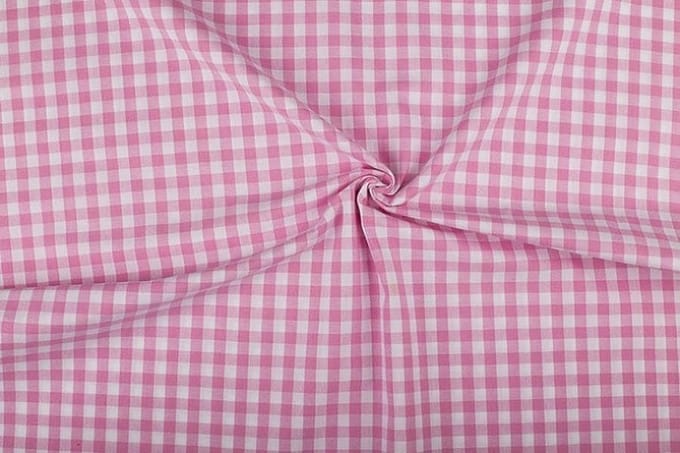 Boerenbont stof - 10mm geruite stof - Roze - 10 meter