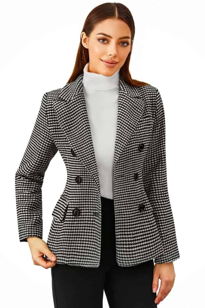 Versano Paris Dames Mantel Manteljas kort S - Pied de Poule