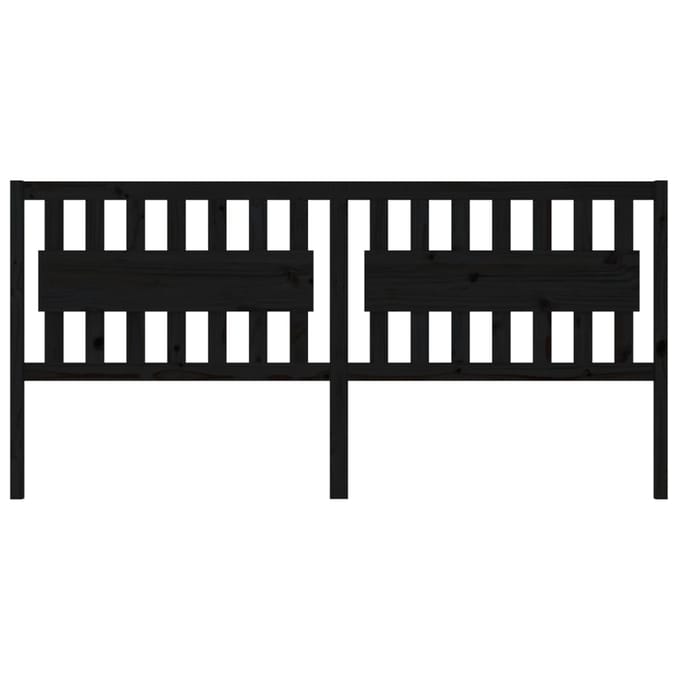 vidaXL - Hoofdbord - 205,5x4x100 - cm - massief - grenenhout - zwart