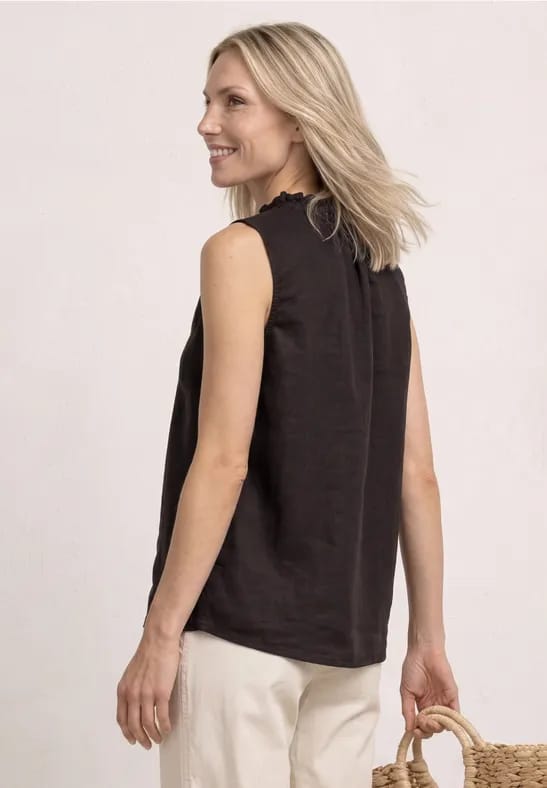Linnen blouse met ruches