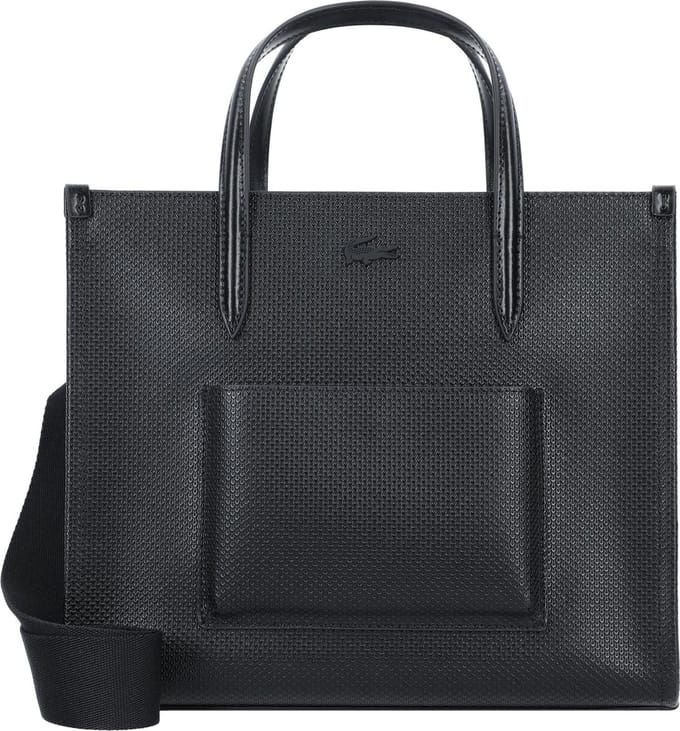 LACOSTE Leren Handtas Schoudertas Chantaco Classics Top Handle Bag Noir Zwart