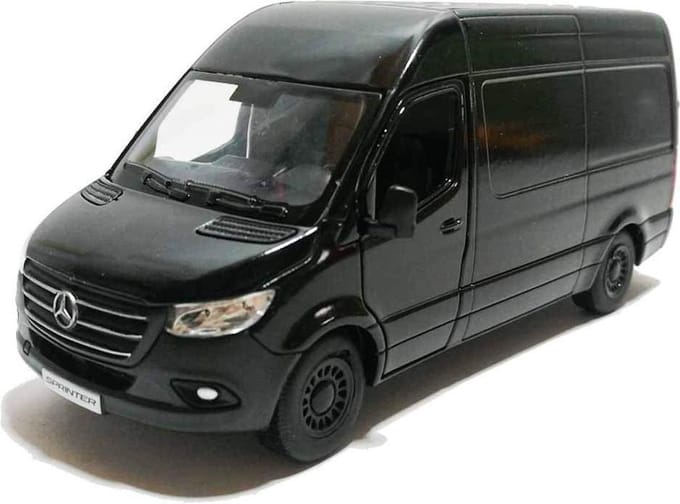 Kinsmart Mercedes-Benz Sprinter Bus - Zwarte miniatuurauto - 10 cm - 1/36