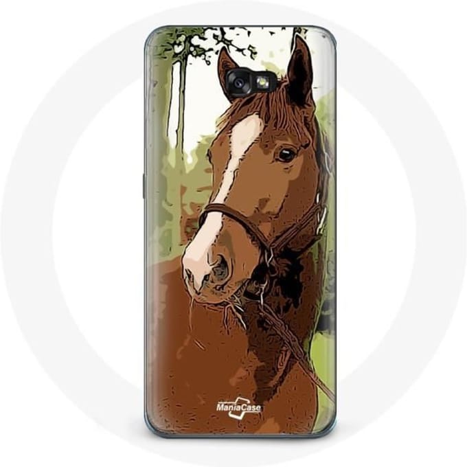 Coque - MANIACASE - Samsung Galaxy A8 2016 - Marron - Race de cheval - Rigide marron