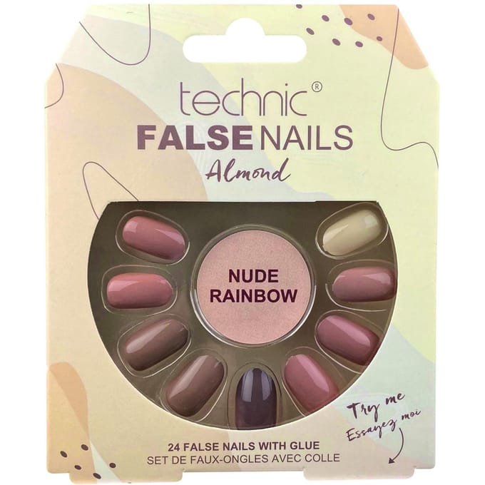 Technic False Nails Almond Nude Rainbow 24 st