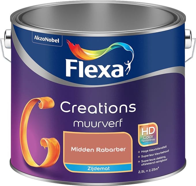 Flexa - Creations Muurverf Zijdemat - Midden Rabarber - Mengverf - 2,5 L
