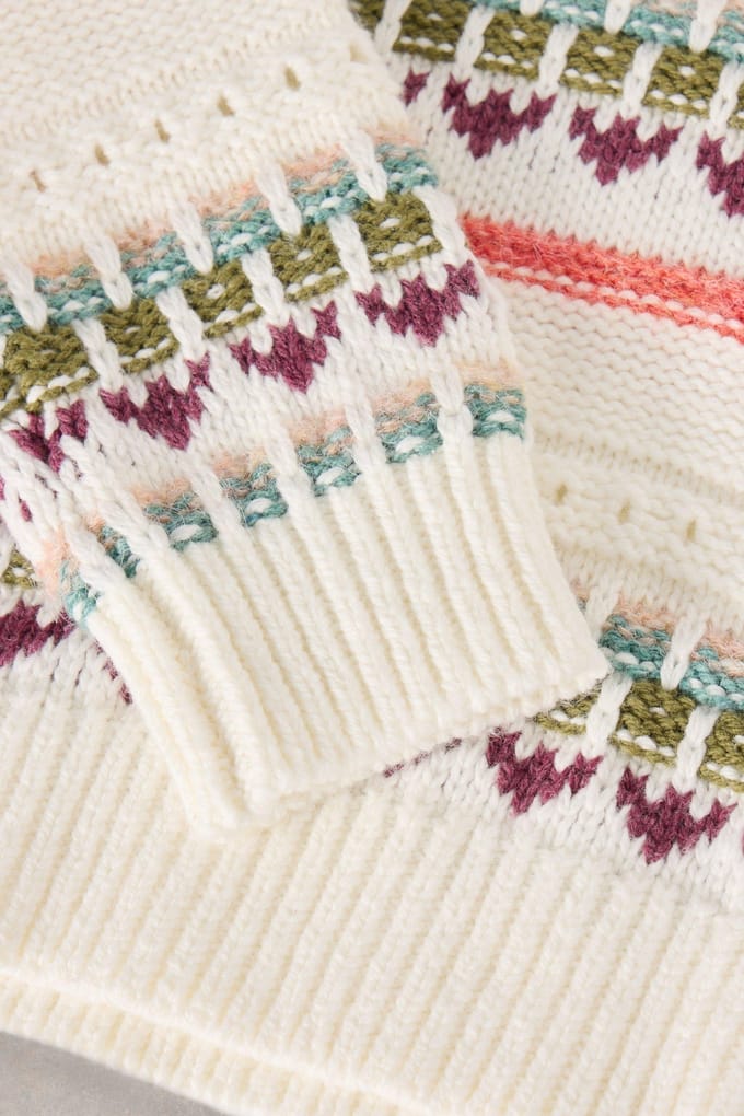 White Stuff Fairisle Crew Jumper Natural Multi Taglia: 7-8 | Maglioni Outlet | kids