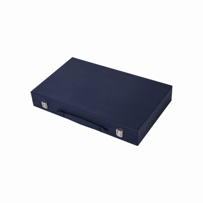 Backgammon 15 inch - Rood & Wit Ingelegd Bord - Luxe Kunstlederen Koffer - Inclusief Stenen, Dobbelstenen & Werpbeker - Engelhart