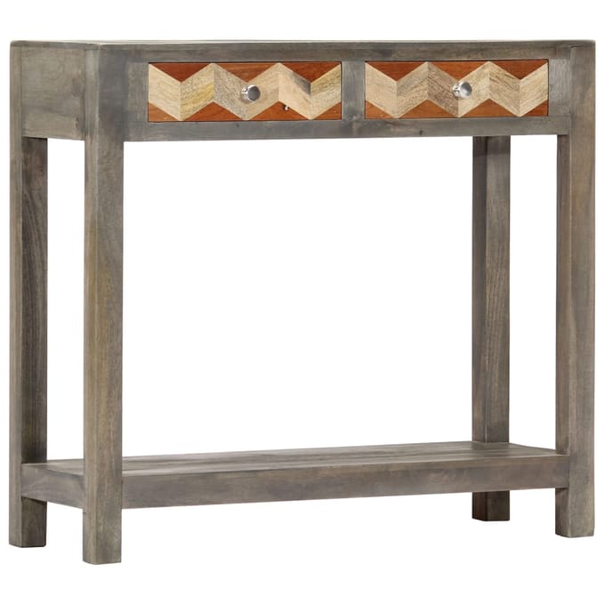 vidaXL - Wandtafel - 86x30x76 - cm - massief - mangohout - grijs
