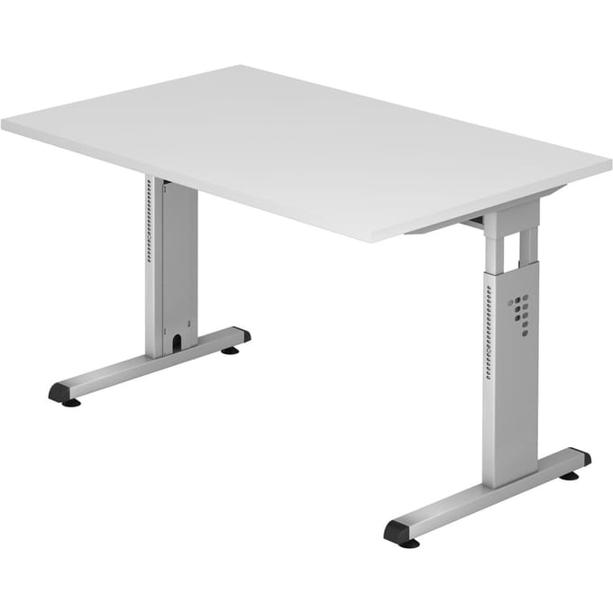 MEGA 12 S | Bureau - 120x80 Tafelhoogte I In hoogte verstelbaar Wit/Zilver