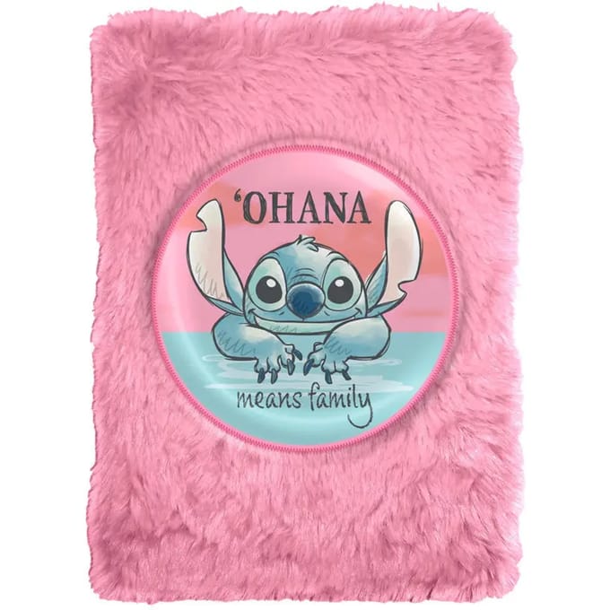 Disney Lilo & Stitch Notitieboek - Roze - Pluche - Zacht - 15 x 21 CM