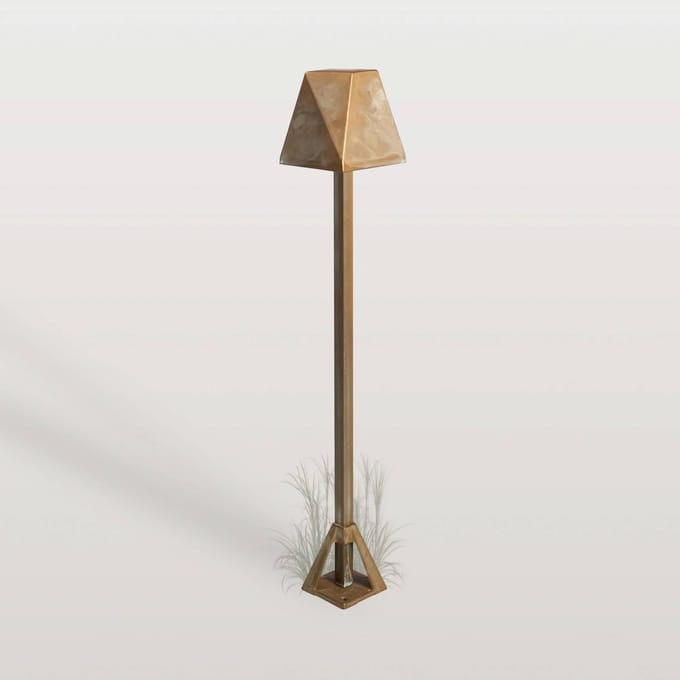 Moretti Luce LED sokkellamp Silva Edge, hoogte 50 cm, antiek messing