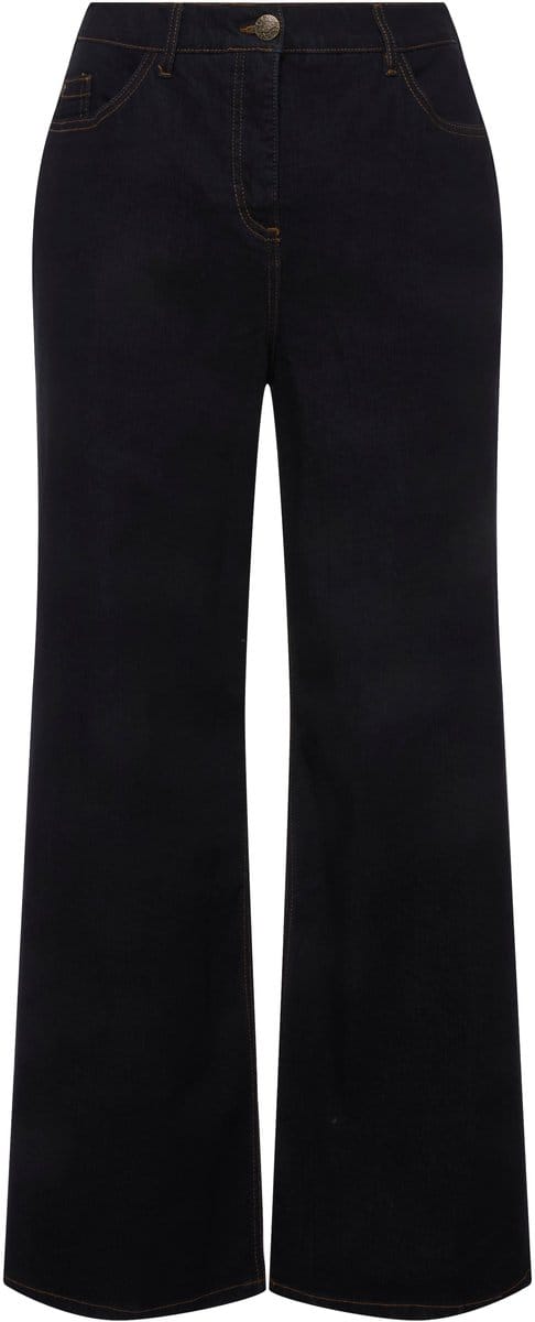 Ulla Popken - Dames - Jeans Mary wijde pijp 5-pocketmodel - Donkerblauw denim - Maat 62