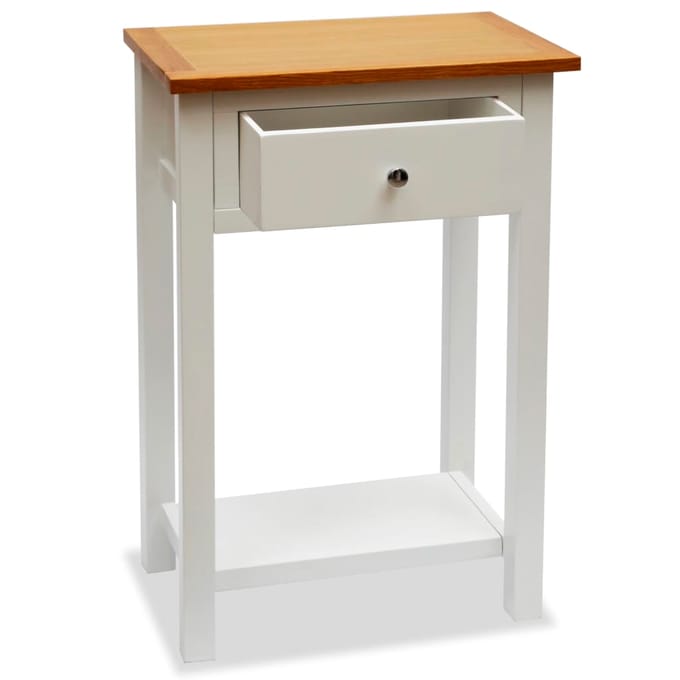 vidaXL - Bijzettafel - 50x32x75 - cm - massief - eikenhout