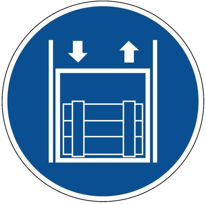 Goederenlift verplicht te gebruiken sticker 400 mm