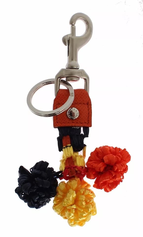 Rode Gele Raffia Leren Sluiting Vinder Sleutelhanger Sleutelring