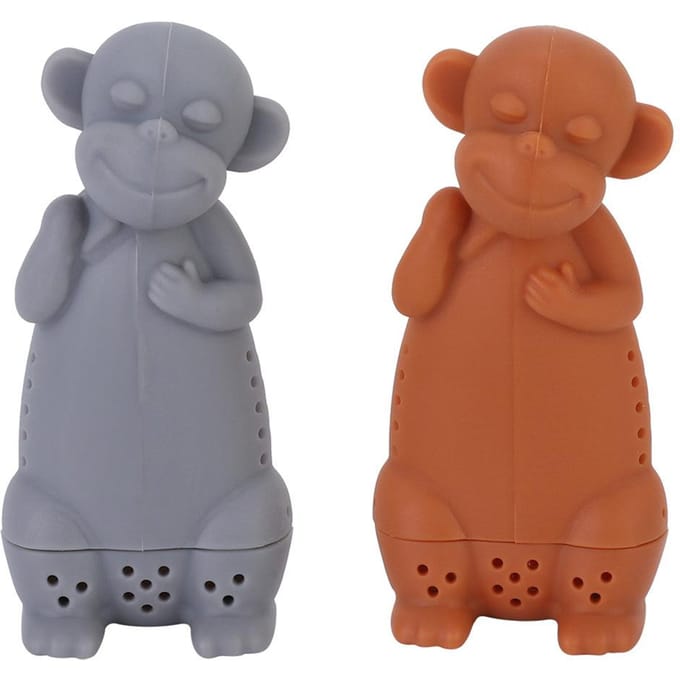 2 stuks Siliconen Schattige Cartoon Aap Losse Thee Zeef Infuser Filter Thee Accessoire brown