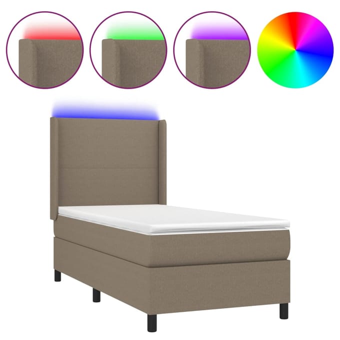 vidaXL - LED - Box - Spring - Bed - met - hoofdeinde - Stof