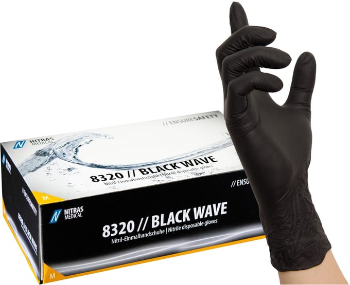 Nitrile black wave handschoenen poeder vrij maat L (100 Stuks)