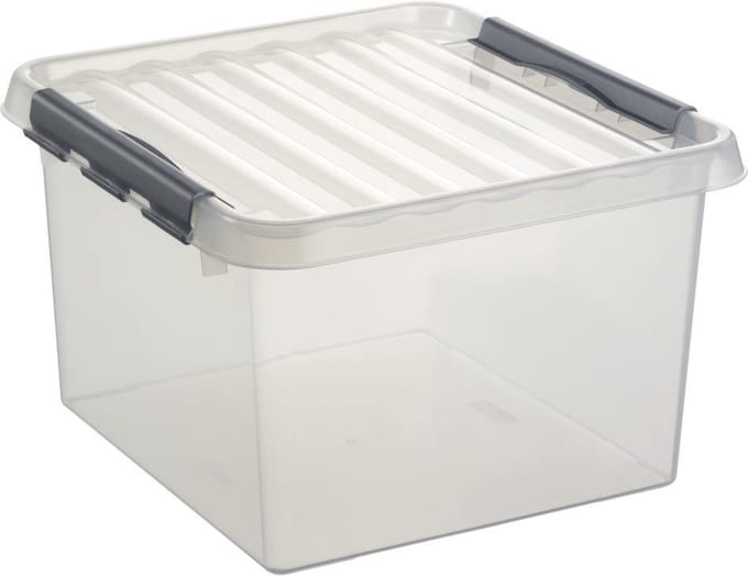 Sunware Q-Line opbergbox 26L - 40x40x26 cm - Transparant/Metaal