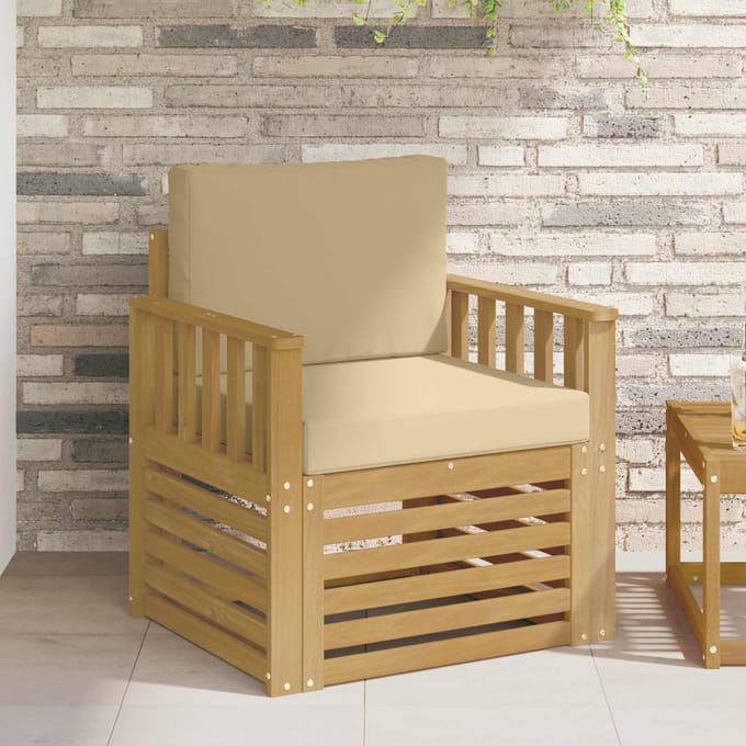 vidaXL - 2 - Stuk - Buiten - bank - set - Polyester - Wit - En - Beige