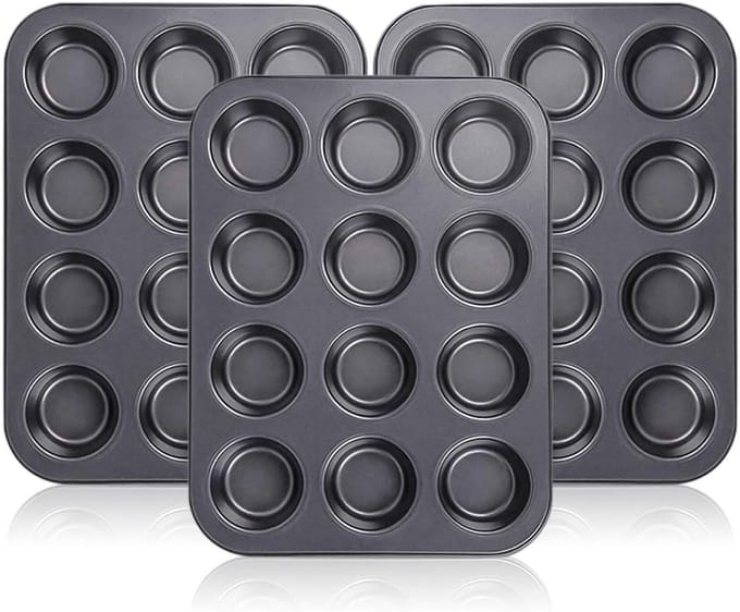 Muffin & Cupcake Pannen met 12 Kopjes - Set van 3 Antiaanbak Bakvormen