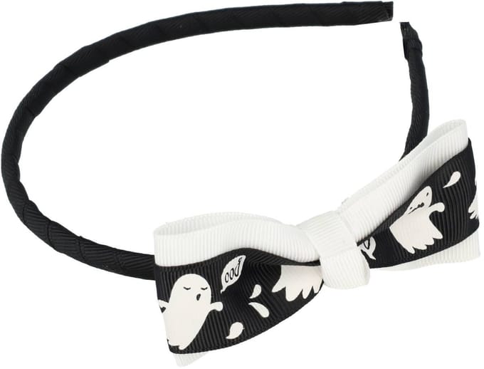 Haarsoires Haarband Diadeem Kind – Strikje Halloween – Spookje – Zwart Wit