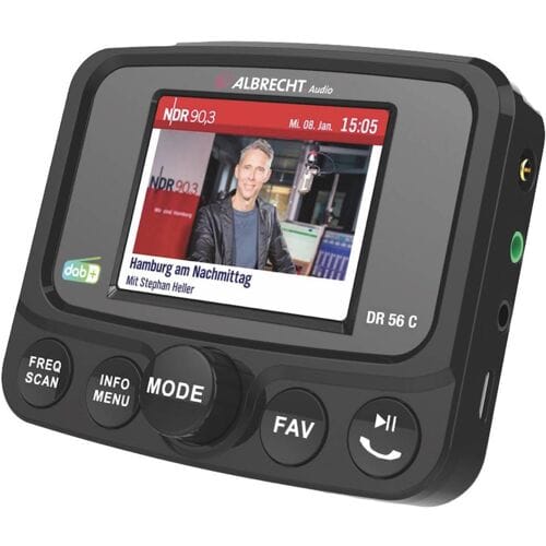 Albrecht DR 56 C DAB+ ontvanger Bluetooth muziekstreaming, Handsfree-functie, Laadfunctie, Zuignaphouder