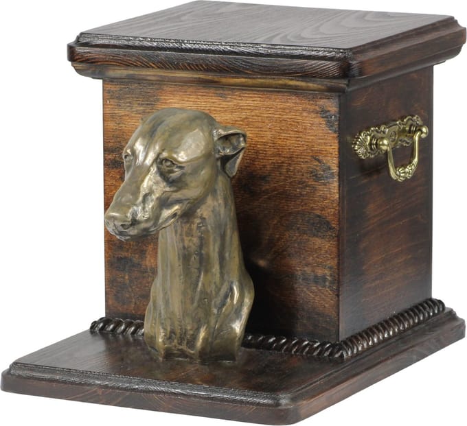 Elegante urn voor hondenas met whippet-buste, uniek en stijlvol