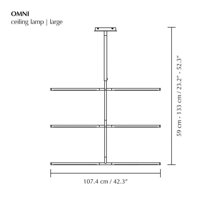 UMAGE LED hanglamp Omni, messingkleurig Lengte 107 cm 2-lamps.