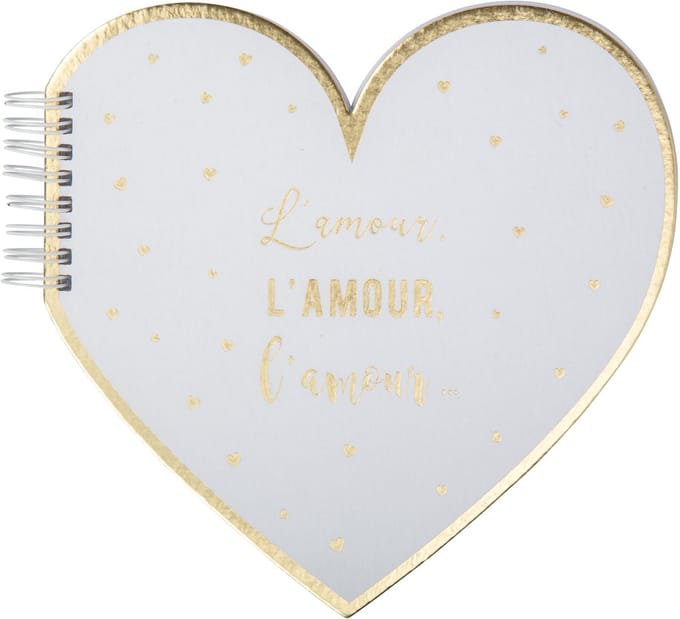ARTYFETES - Gastenboek hartvorm liefde goud 20 cm wit bruiloft