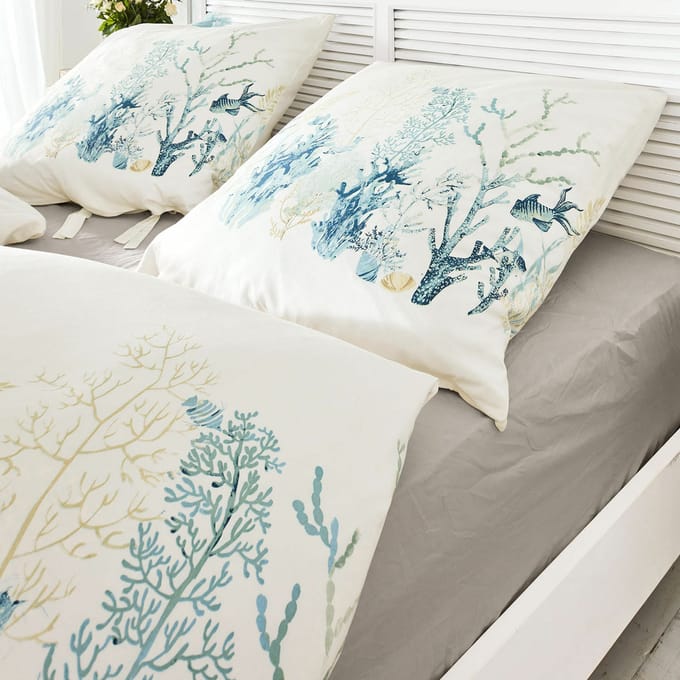 LOBERON Dekbedovertrekset Grosmagny crème/blauw