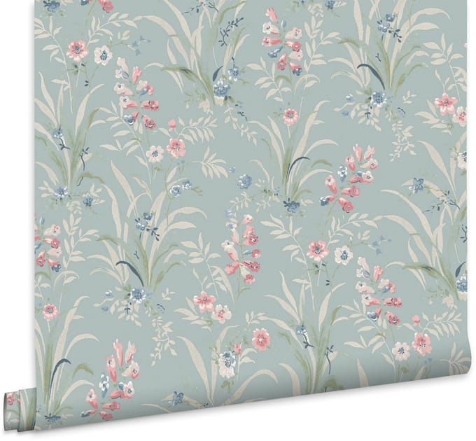 Laura Ashley Mosedale Posy Behang - Bloemen - 10mx52cm - Blauw