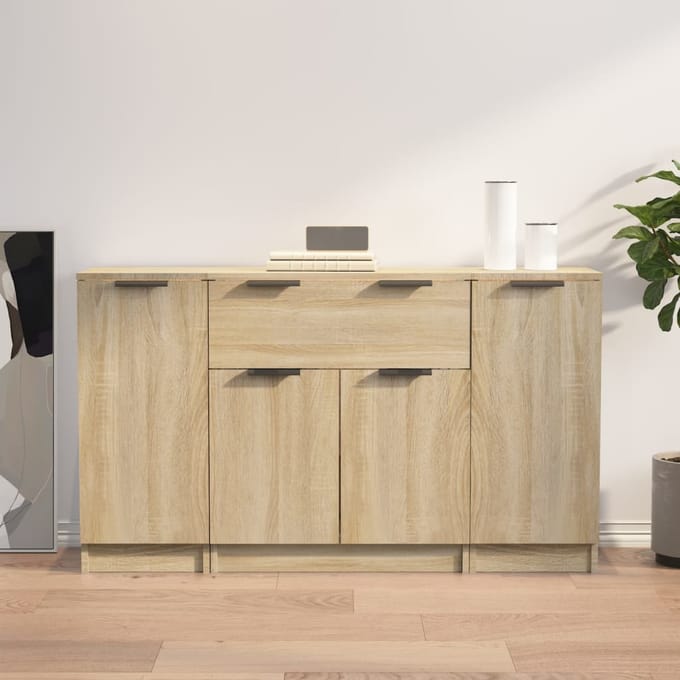 vidaXL - Dressoirs - 3 - st - bewerkt - hout - sonoma - eiken