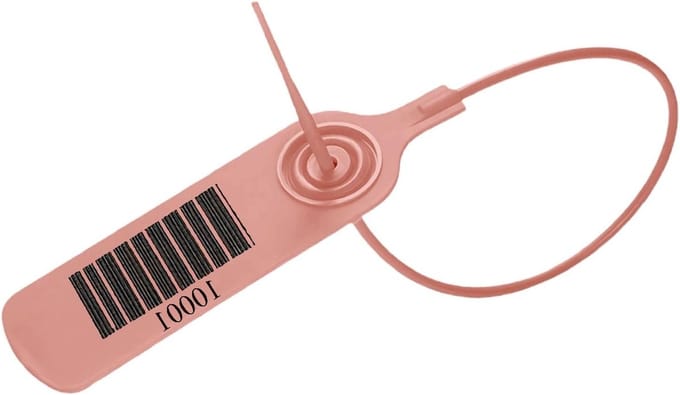 100 Stuks Plastic Seal Seals voor Eerste Hulp, Trekdoorzegels, Barcode en Diverse Nummering (Roze)