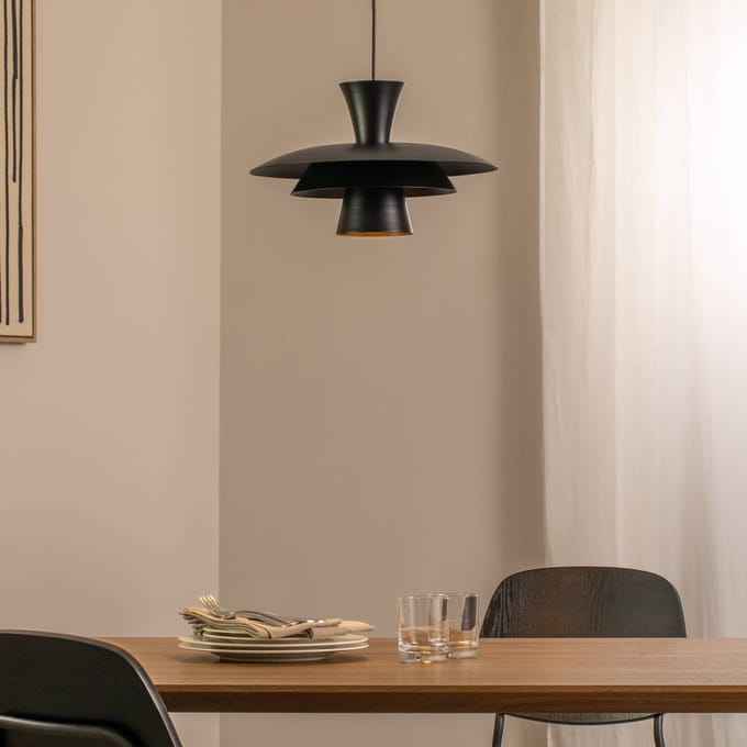 Luminex Plato Hanglamp Zwart E27 - Stijlvolle Verlichting