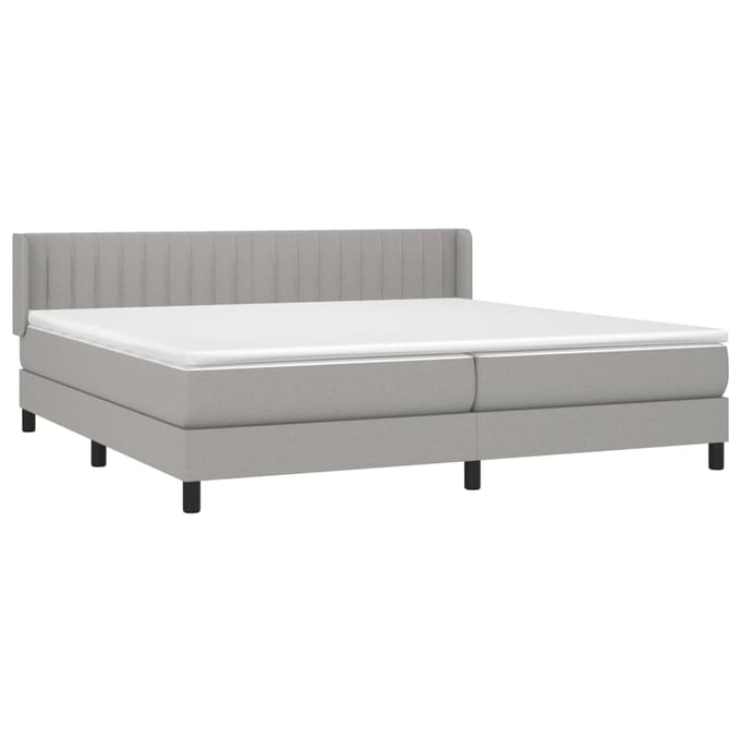 vidaXL - Boxspring - met - matras - stof - lichtgrijs - 200x200 - cm