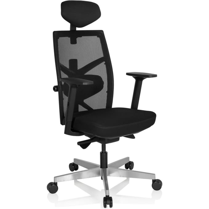 hjh OFFICE Bellac - Professionele bureaustoel - Zwart - stof / netstof