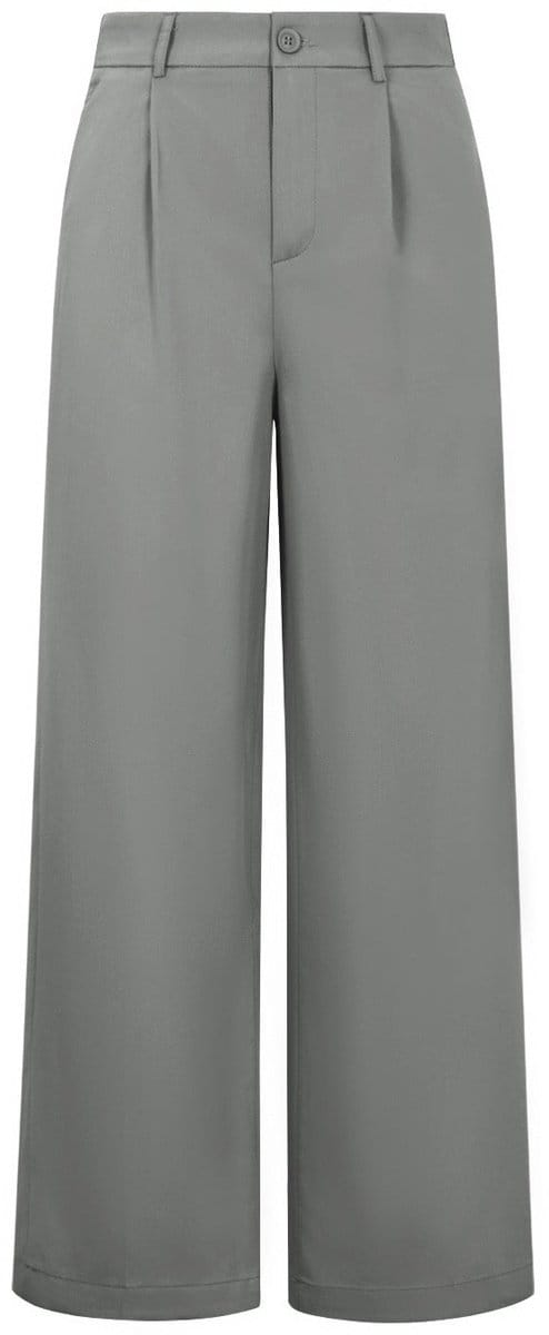 Comfortabele Geweven Polyester Damesbroek met Rechte Pijpen - Donkergrijs - Maat M