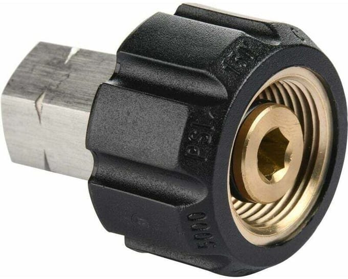 Hogedrukreiniger geschikt voor M22 metrische binnendraad naar 1/4 inch NPT binnendraadadapter, 5000 PSI.