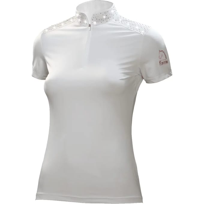 Paardrijpoloshirt met gemixte strass voor dames Tattini