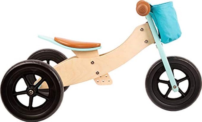 Houten Loopfiets en Driewieler 2-in-1 Met Verstelbare Zitting en Rubberbanden