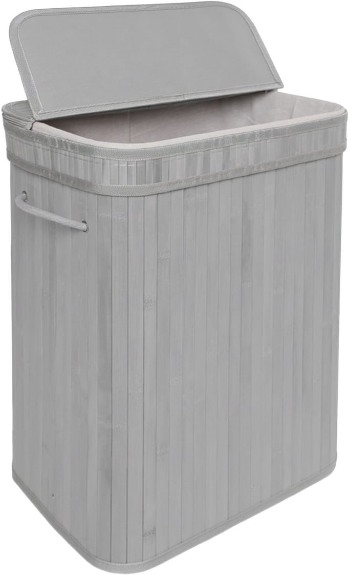 Wasmand - 72 l - opvouwbaar - bamboe - grijs