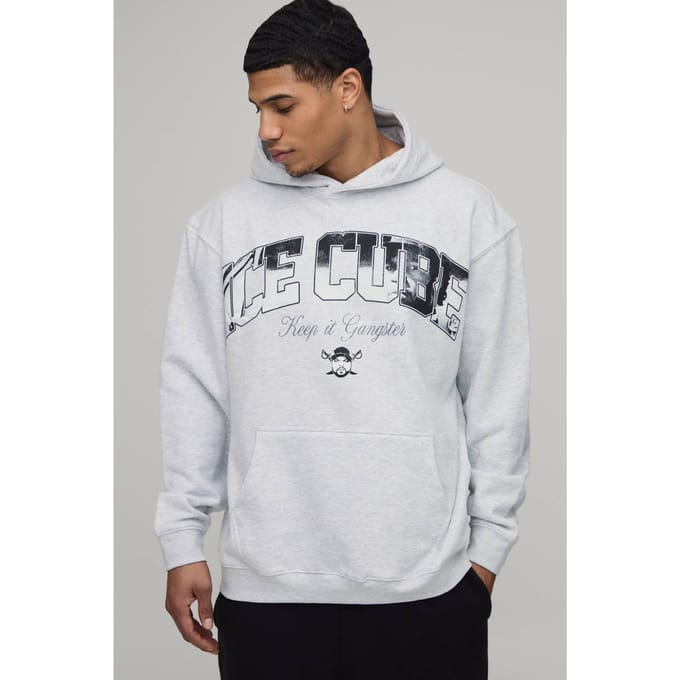 Ice Cube Oversized Hoodie Met Licentieprint | Grey Marl | Size Small