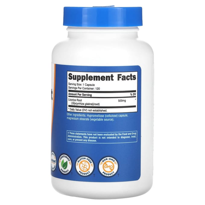 Nutricost, racine de réglisse, 500 mg, 120 capsules