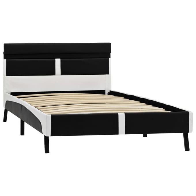 vidaXL - Bedframe - met - LED - kunstleer - zwart - 90x200 - cm