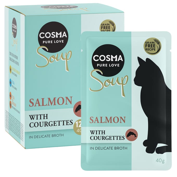 24x40g Soup Zalm met Courgette Cosma Kattenvoer