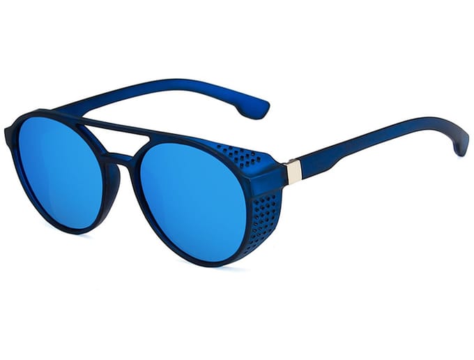 Steampunk Heren Zonnebril - Blauw Spiegel
